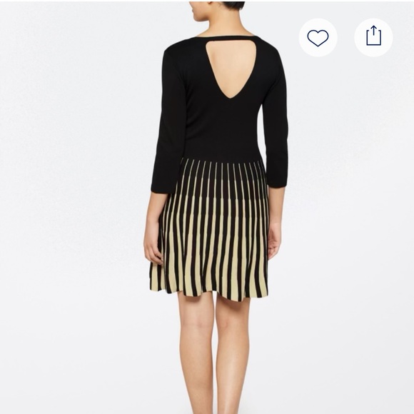 D-10 Fortune + Ivy open back detail Sweater Dress Sz L, metallic gold and black - Picture 2 of 8